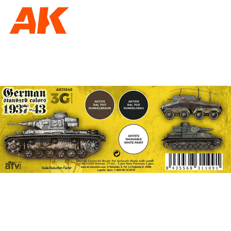 AK Interactive 3rd Gen AFV Paint Set - German Standard Colors 1937-44 AK11645