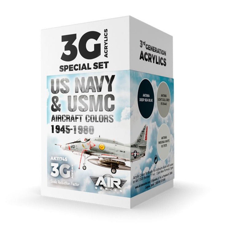 AK Interactive 3rd Gen Aircraft Paint Set - US Navy & USMC Aircraft Colors 1945-1980 Set