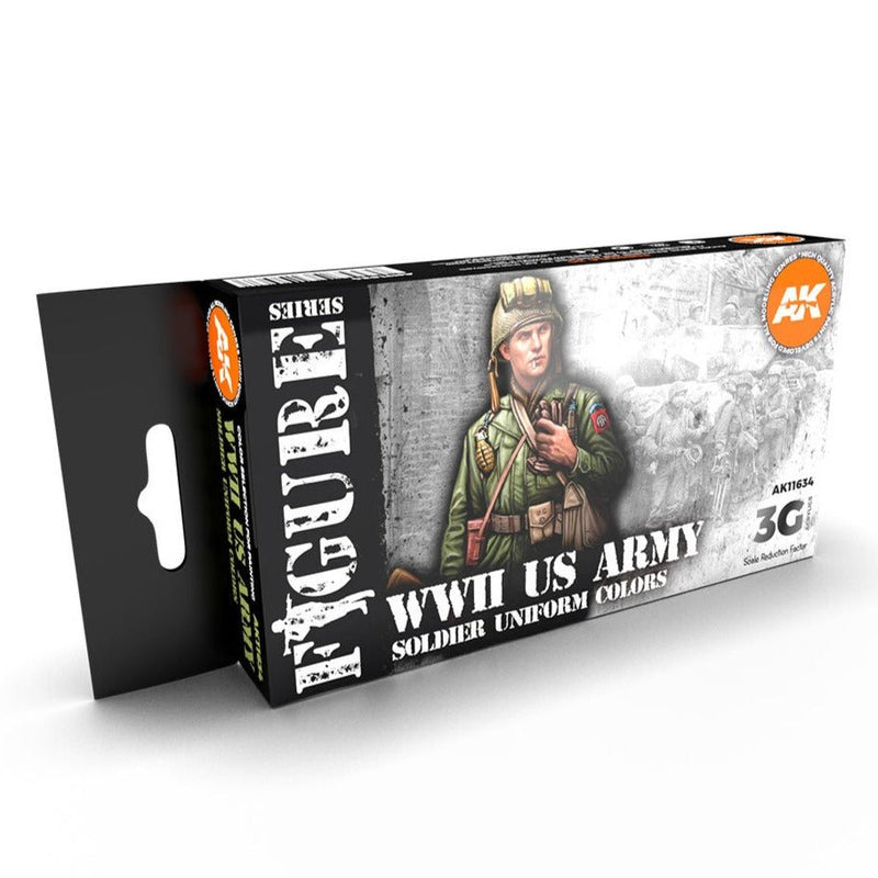 AK Interactive 3rd Gen Figure Paint Set - WWII US Army Soldier Uniform Colors