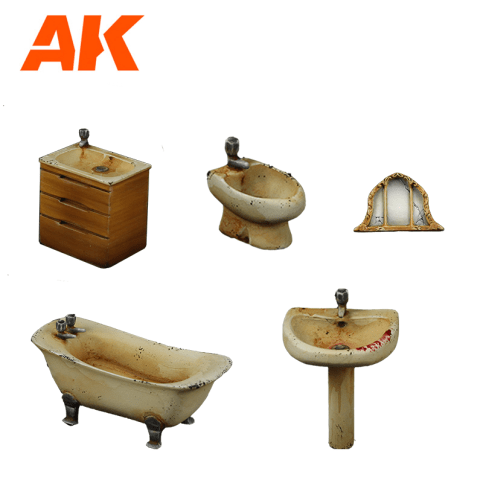 AK Interactive Bathroom Wargame Set (Resin 30-35mm) AK1354