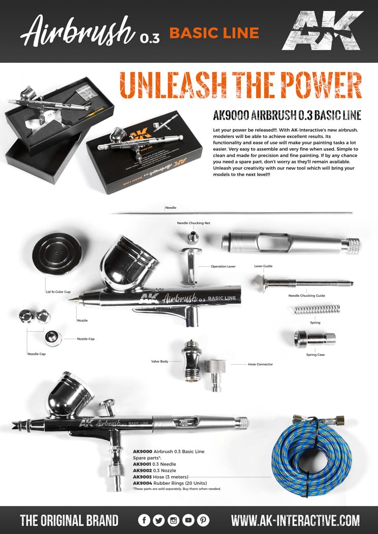 AK Interactive Dual Action Airbrush with 0.3mm Nozzle