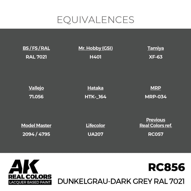 AK Interactive Real Colors - Dunkelgrau-Dark Grey RAL 7021