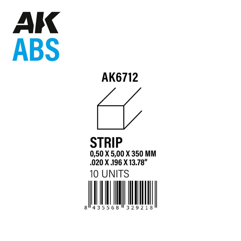 AK Interactive - Strips 0.5mm x 5mm x 350mm - ABS Strip