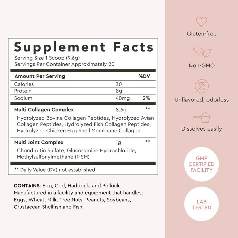 Alaya Multi Collagen Powder – Supports Hair, Skin, Nails & Bone Health | 5 Types Collagen Peptides (20 Servings)