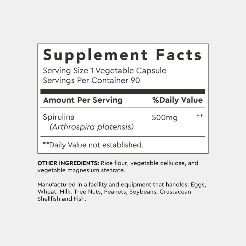 Alaya Naturals Pure Spirulina Capsules – Earthrise Spirulina, Non-GMO & Vegan, 500 mg, 90 Caps