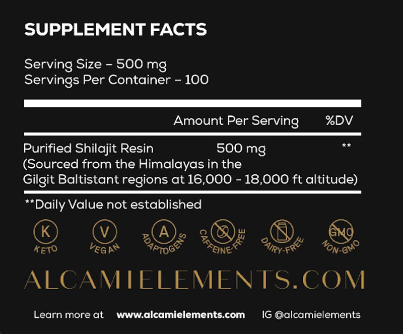 Alcami Premium Himalayan Shilajit Resin – High Potency 50g (100 Servings)