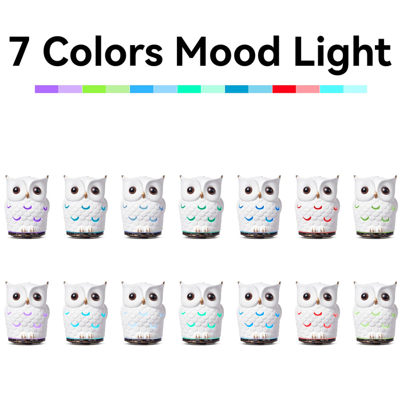 ALIEYE Owl Essential Oils Diffuser - 200ml Ceramic, Waterless Auto-Off, 7-Color LED