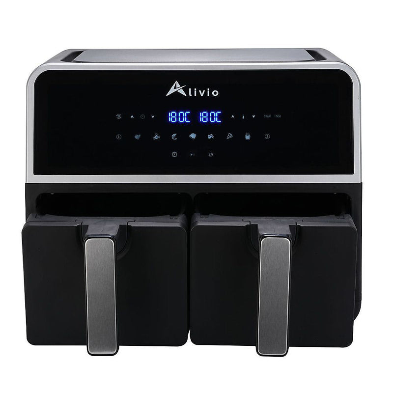 Alivio 9L Double Basket Digital Air Fryer 1500W - Smart Air Fryer with Timer (Black)