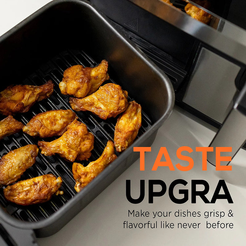 Alivio 9L Double Basket Digital Air Fryer 1500W - Smart Air Fryer with Timer (Black)