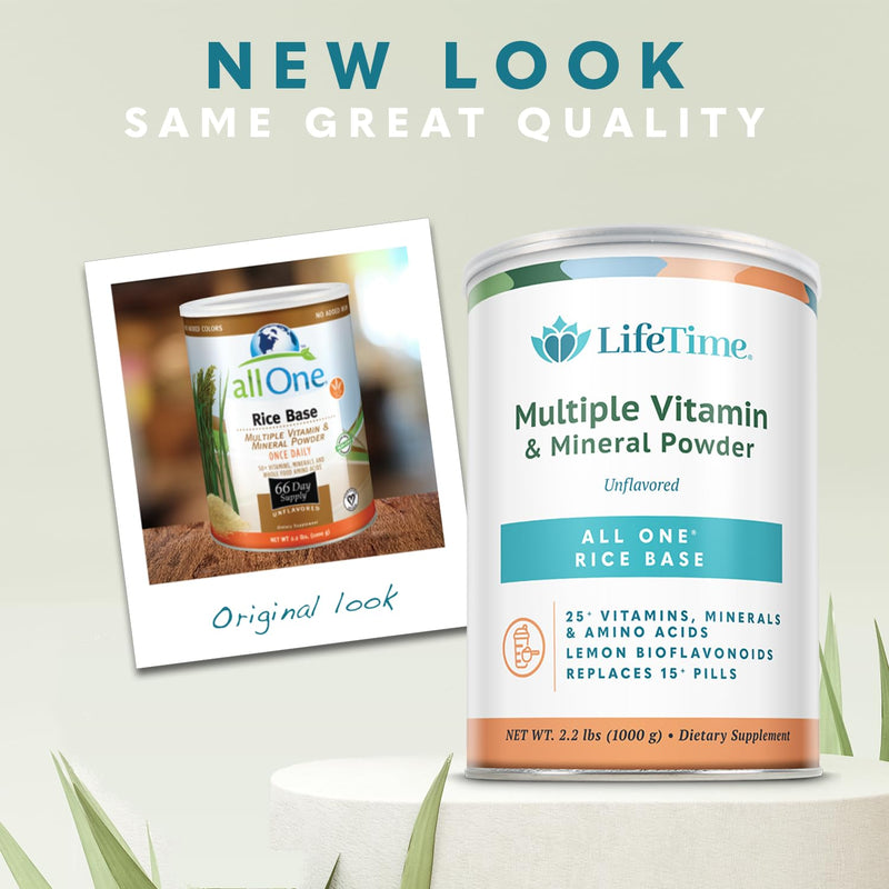 ALL ONE Lifetime Rice Base Multivitamin & Mineral Powder – Once Daily, 66 Servings, Vegan & Gluten-Free