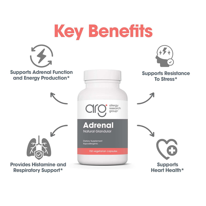 Allergy Research Group Adrenal Support - Adrenal Glandular Supplement for Men & Women (150 Count)