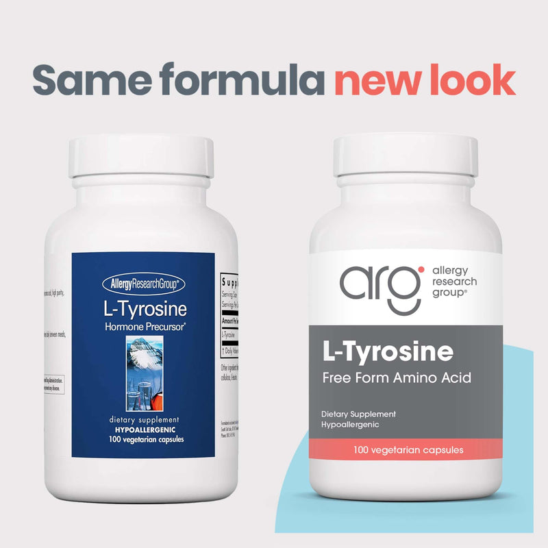 Allergy Research Group L-Tyrosine 500mg | Brain & Thyroid Support | 100 Count