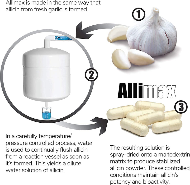 ALLIMAX 180mg 90 Capsules | Stabilized Allicin Garlic for Immune Support