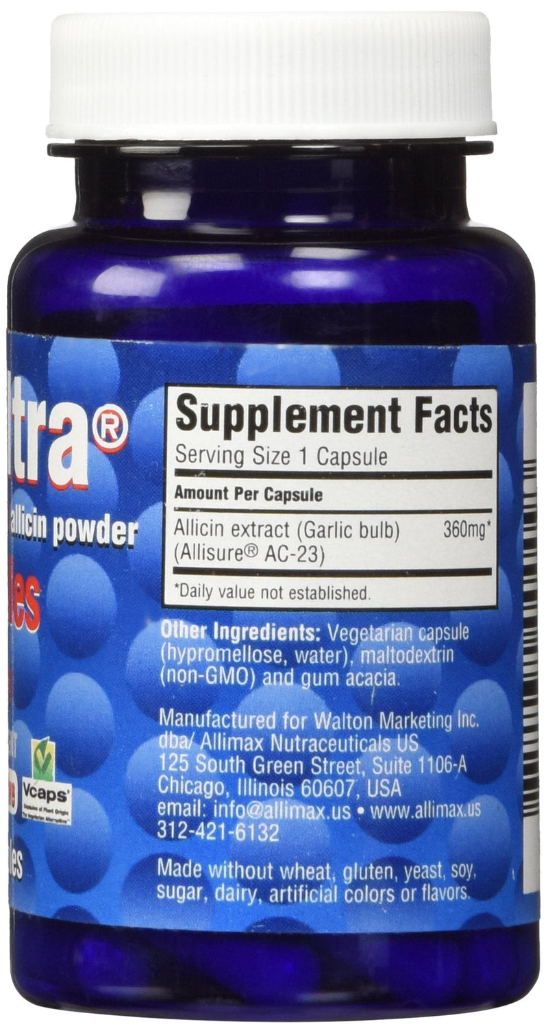 AlliUltra 360mg Capsules – 30 Count | Stabilized Allicin Garlic for Immune Support | Plant-Based, Non-GMO, Vegan, Made in UK