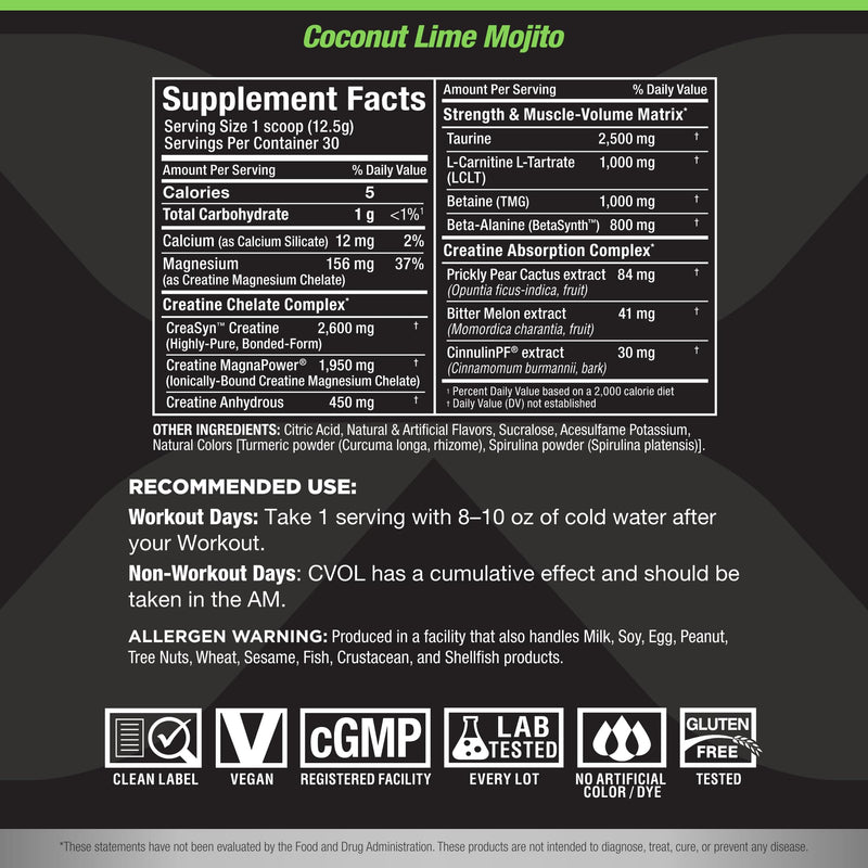 ALLMAX C:VOL Coconut Lime Mojito - Sugar Free Post-Workout Formula (30 Servings)