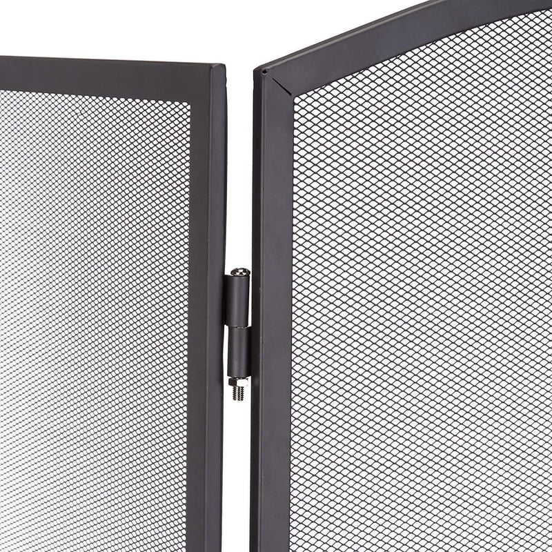3 Panel Black Foldable Steel Fire Screen Guard 94 x 59cm