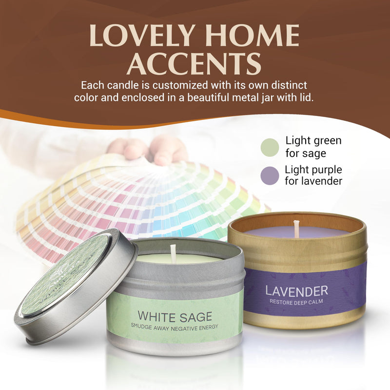 Almeara Sage & Lavender Candle Set – 2x3.7oz 100% Soy Wax