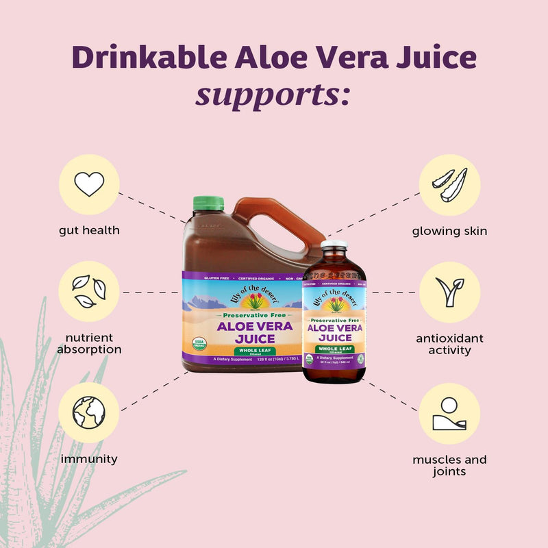 Lily of the Desert Vera Juice - Whole Leaf Aloe Vera Drink (128 Fl Oz) | Non-GMO, Aloesorb