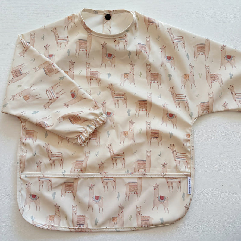 Long Sleeved Baby Bib - Alpacas
