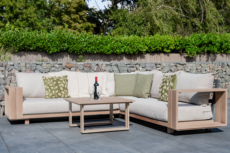 DARLINGTON - Woodlook Aluminium Corner Set with Coffee Table