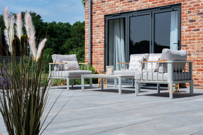 Taunton Aluminium Lounge Set with Teak Armrests & Coffee Table
