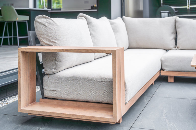 DARLINGTON - Woodlook Aluminium Corner Set with Coffee Table
