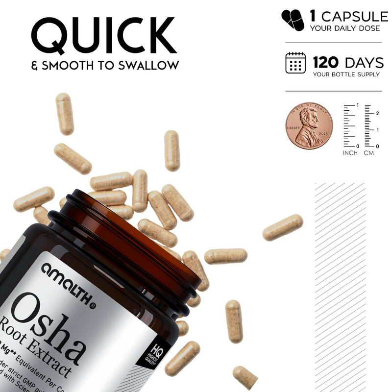 AMALTH OSHA Root 20:1 Extract – 1000mg, 120 Vegan Capsules, 15X Concentrated, Non-GMO
