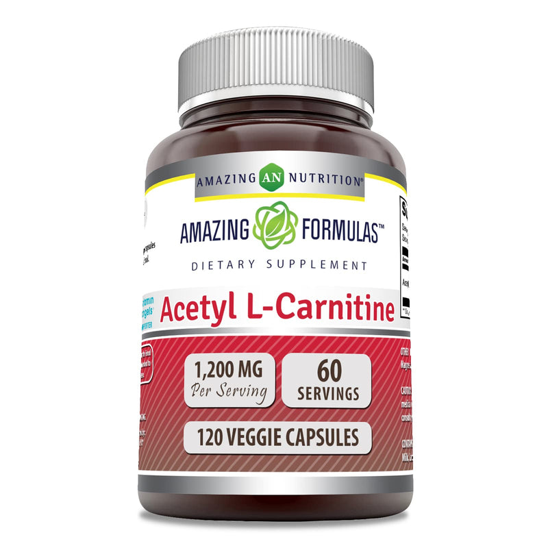 Amazing Formulas Acetyl L-Carnitine 1200 Mg – 120 Veggie Capsules | Made in USA