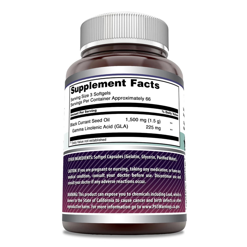 Amazing Formulas Black Currant Oil 1500 mg – Softgels, GLA, Non-GMO, Gluten Free