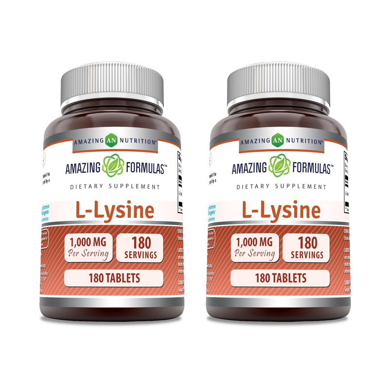 Amazing Formulas L-Lysine 1000mg Tablets – Non-GMO, Gluten Free, Made in USA (2 Pack)