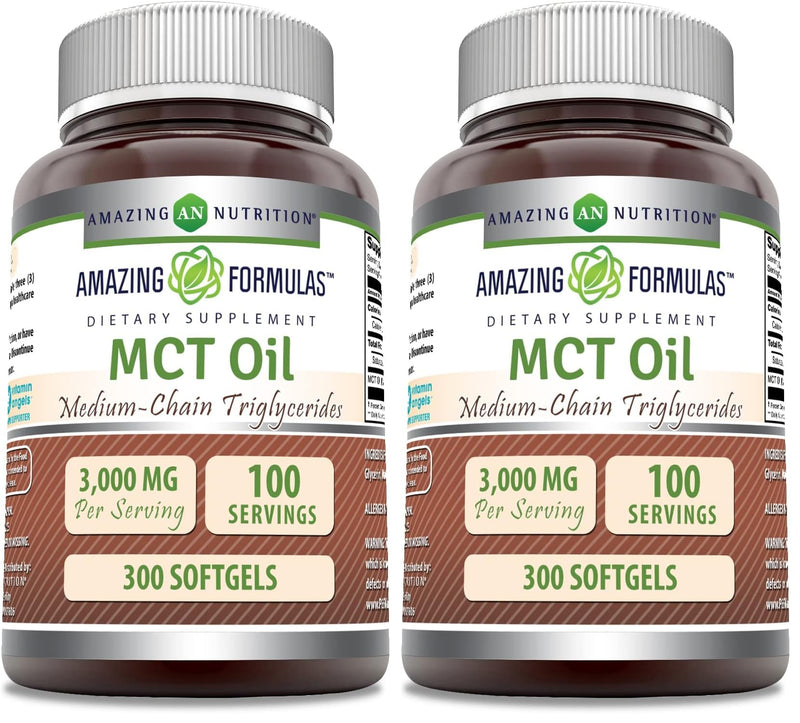 Amazing Formulas MCT Oil Softgels – 1000 Mg per Serving, Non-GMO, Gluten-Free, Made in USA (2 Pack, 300 Count)