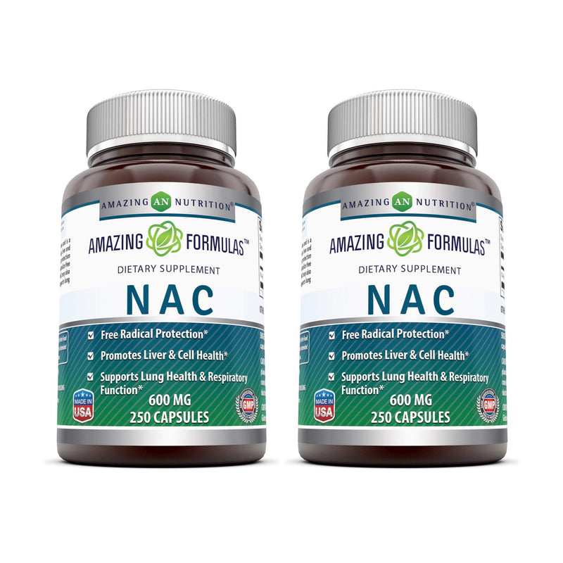 Amazing Formulas NAC 600 mg – N-Acetyl Cysteine Supplement | Non-GMO, Gluten Free | Made in USA (2 Pack, 250 Count)