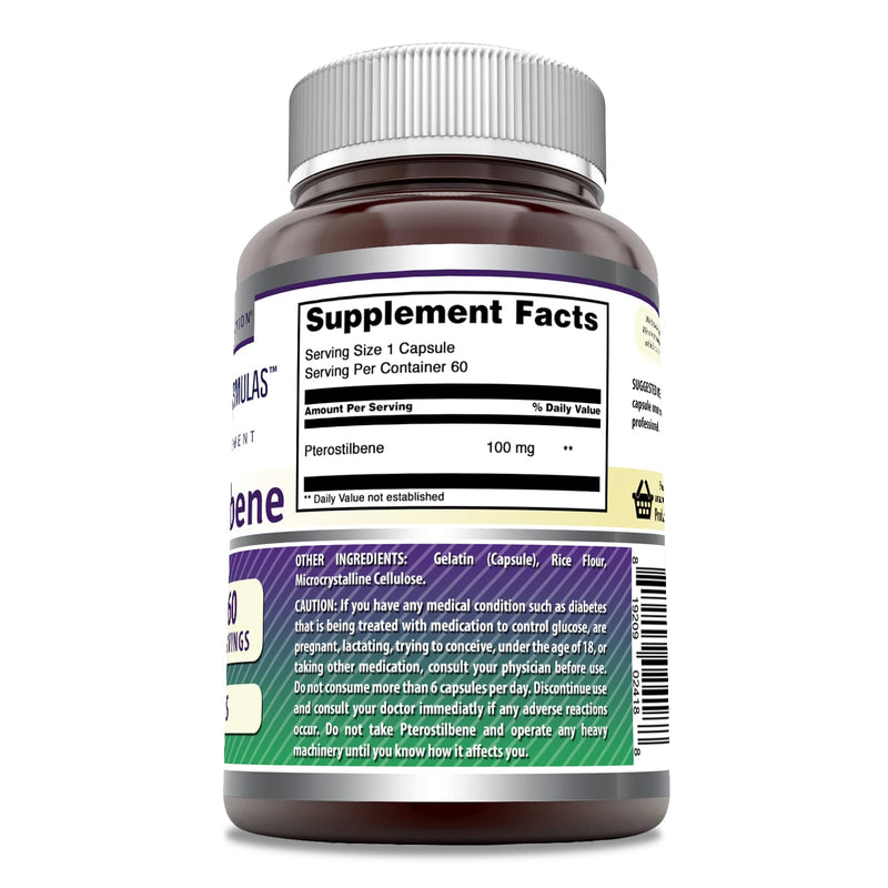 Amazing Formulas Pterostilbene Supplement - 100 mg per Serving, 60 Capsules, Non-GMO, Gluten Free, Made in USA (Pack of 2)