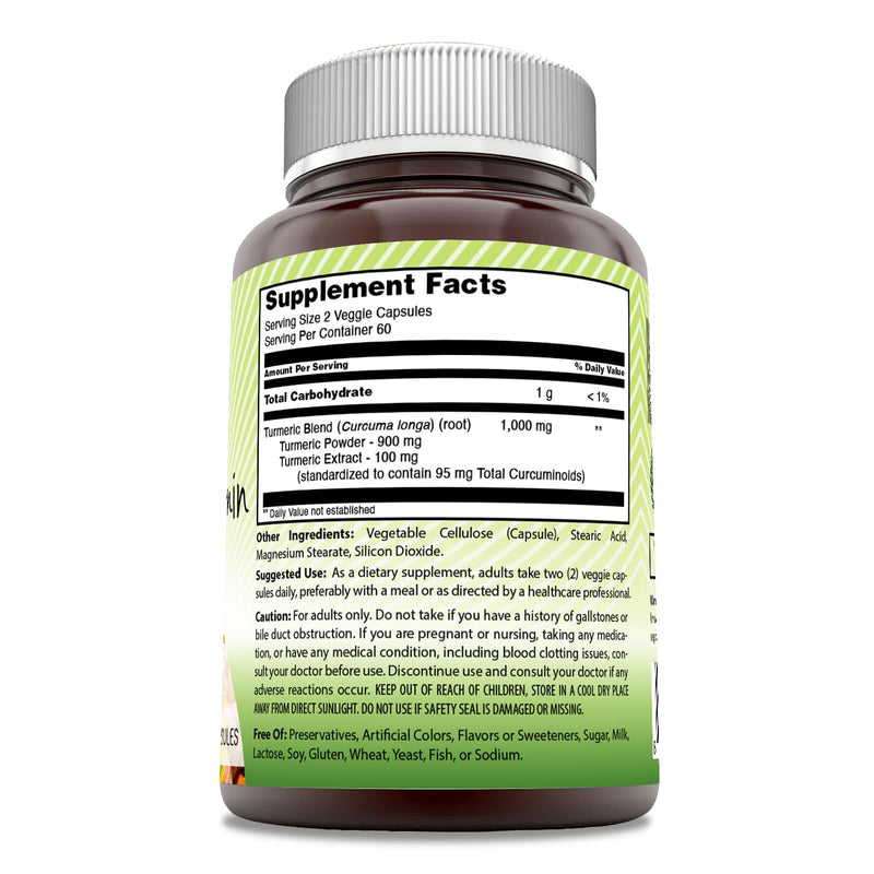 Amazing India Turmeric Curcumin 1000 Mg | 120 Veggie Capsules | Made in USA