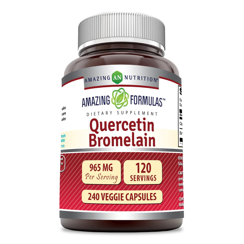Amazing Nutrition Quercetin 800 Mg with Bromelain 165 Mg - 240 Veggie Caps | Non-GMO, Gluten Free, Made in USA