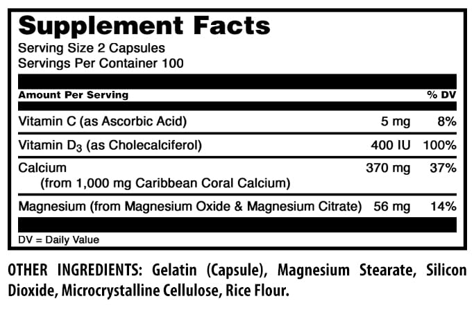 Amazing Formulas Coral Calcium Complex 1000 mg - 200 Capsules | Non-GMO, Gluten-Free, Made in USA (Pack of 2)