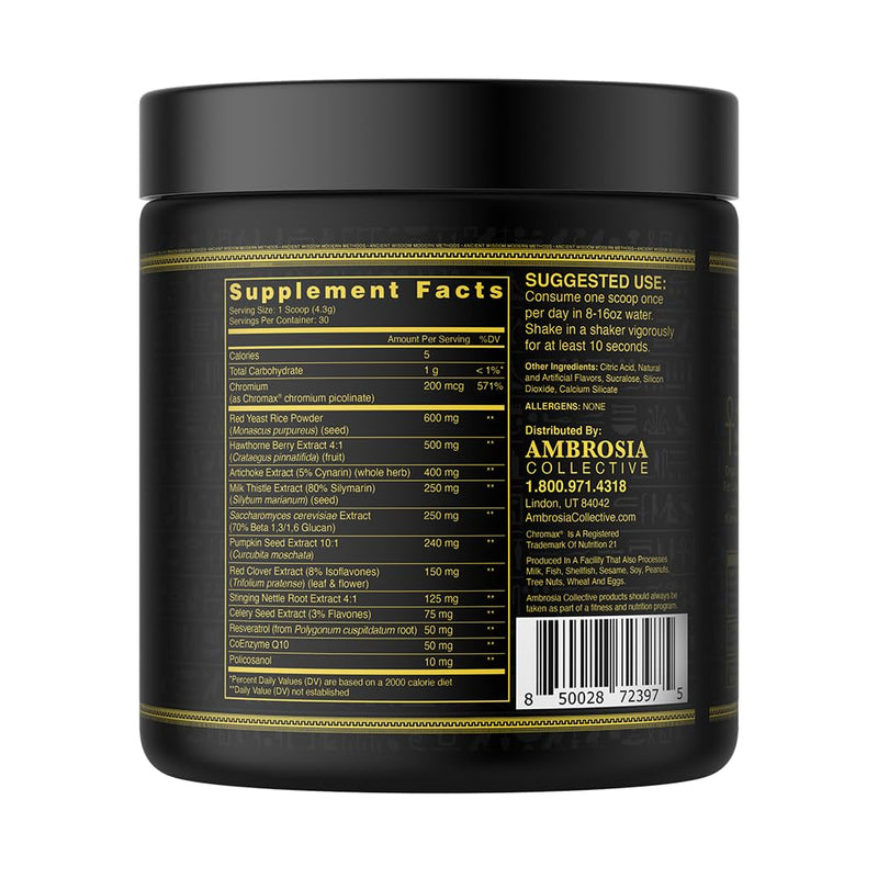 Ambrosia Nektar – Daily Organ Support Superfood Powder (13 Ingredients) | Honey Lemon | 30 Servings