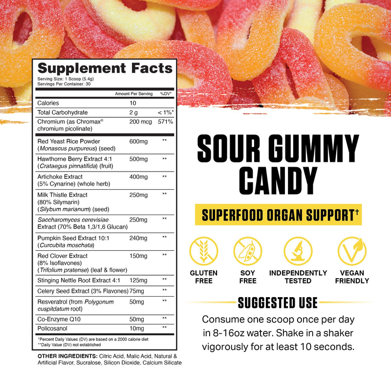 Ambrosia Nektar - Superfood Powder for Daily Organ Support | 30 Servings | Sour Gummy Candy
