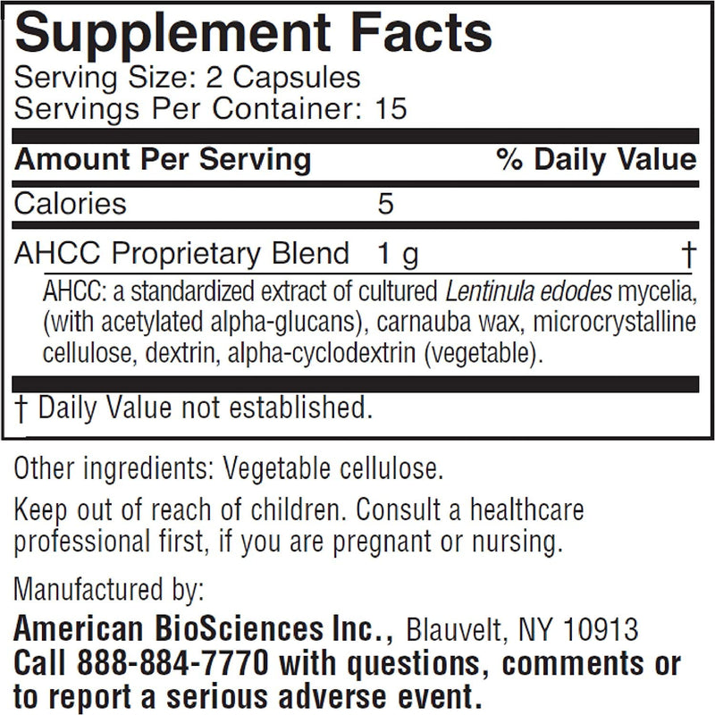 American BioSciences ImmPower | Enhanced Immune Support with AHCC | 2-Pack, 30 Vegetarian Capsules