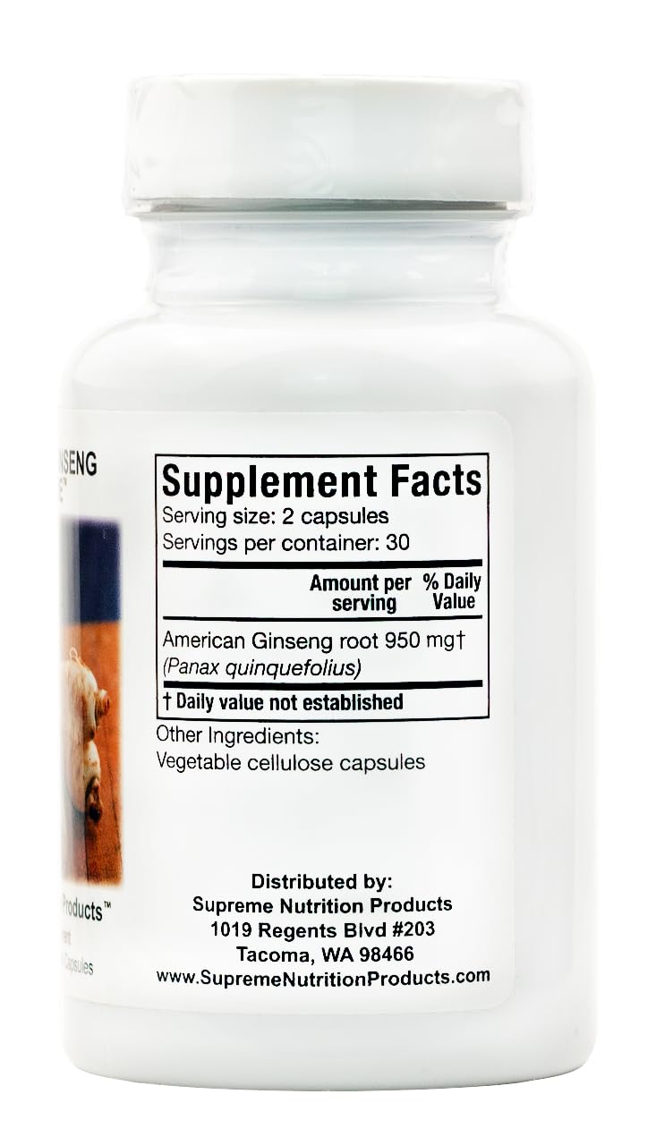 Supreme Nutrition American Ginseng – 60 Vegetarian Capsules