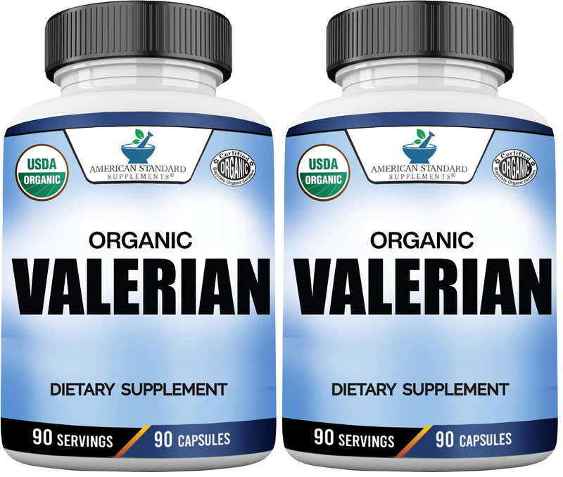 American Standard Organic Valerian – 90 Capsules, Pack of 2 | Vegan, Gluten Free, Non-GMO