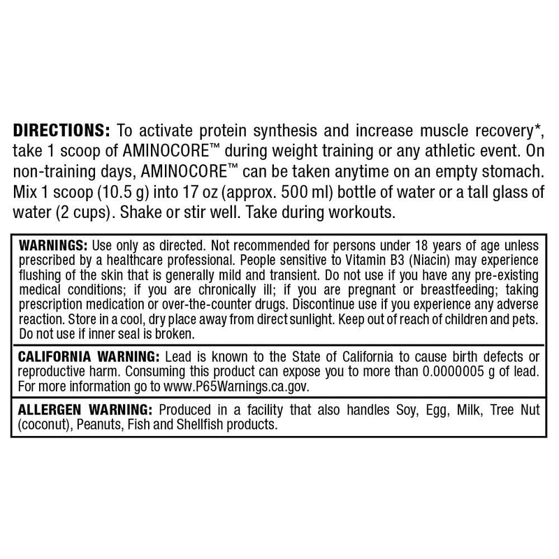 ALLMAX AMINOCORE BCAA – Fruit Punch, 945 g | 90 Servings, 8.18 g BCAA per Serving
