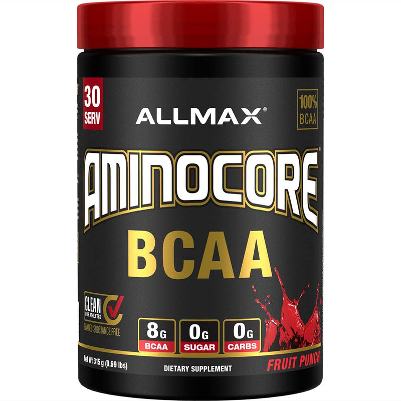 ALLMAX Nutrition AMINOCORE BCAA Powder - 315 g, Fruit Punch | Intra & Post-Workout Recovery