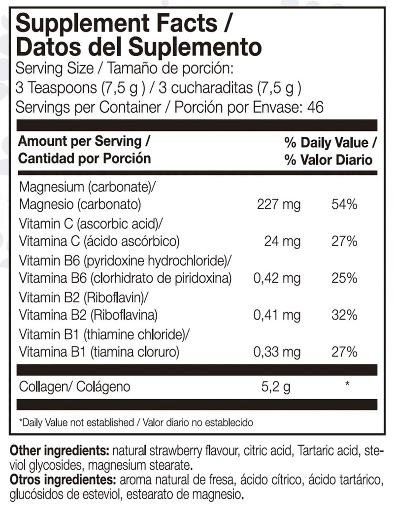 AML Sport Collagen with Magnesium + Vitamin C, B1, B2 & B6 Powder – 350g (Strawberry) – Gluten Free & Sugar Free