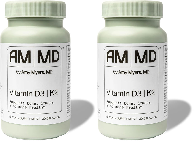 Amy Myers MD Vitamin D3/K2 10,000 IU Capsules – Bone, Immune & Healthy Mindset Support (Pack of 2)
