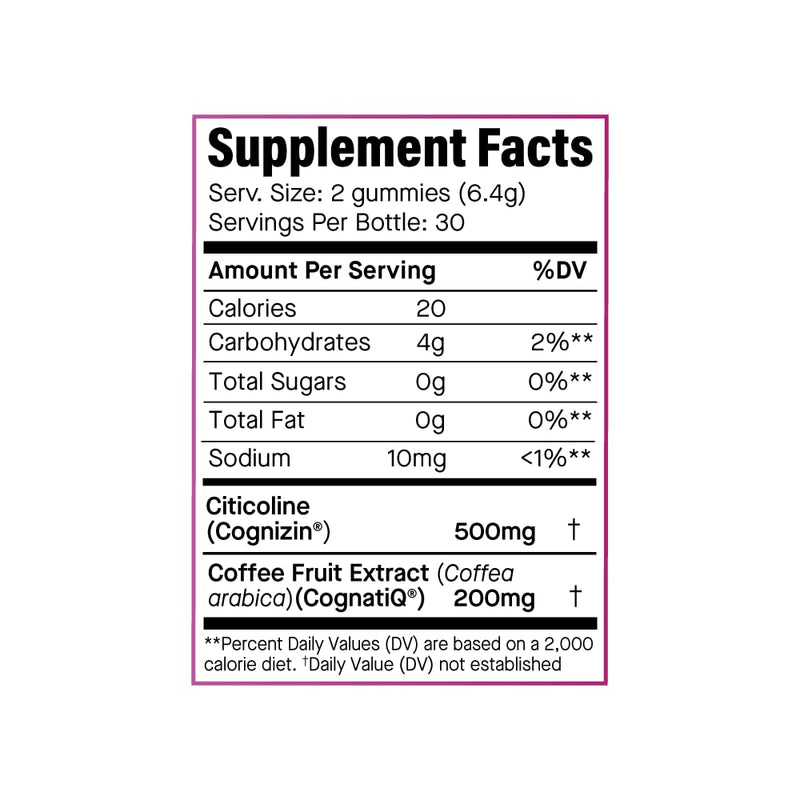 Ananda Wellness Focus & Memory Gummies – Zero Sugar, Caffeine-Free (Dark Cherry)
