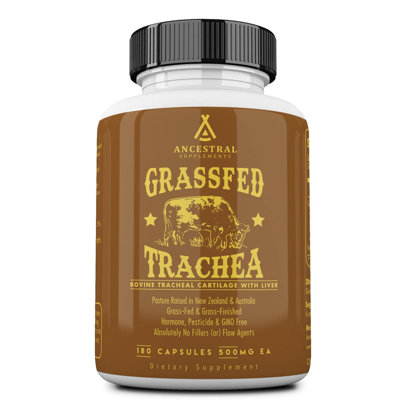 Ancestral Supplements Grass Fed Beef Tracheal Cartilage with Liver – 3000mg, Immune & Joint Support
