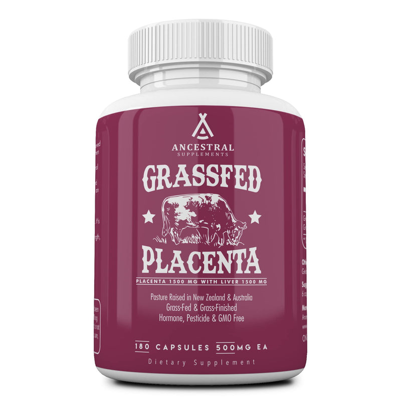 Ancestral Supplements Grass-Fed Placenta & Liver 180 Capsules – Postpartum Support, Menopause Relief