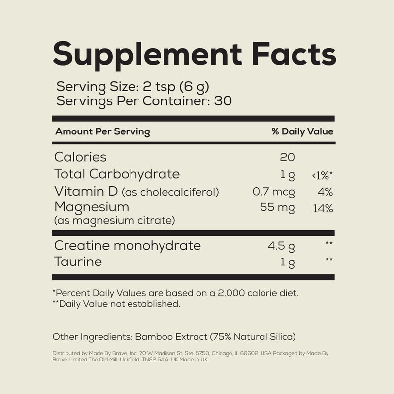 Ancient + Brave True Creatine+ Monohydrate Powder – 6.34 oz, 30 Servings – Vegan, High Performance
