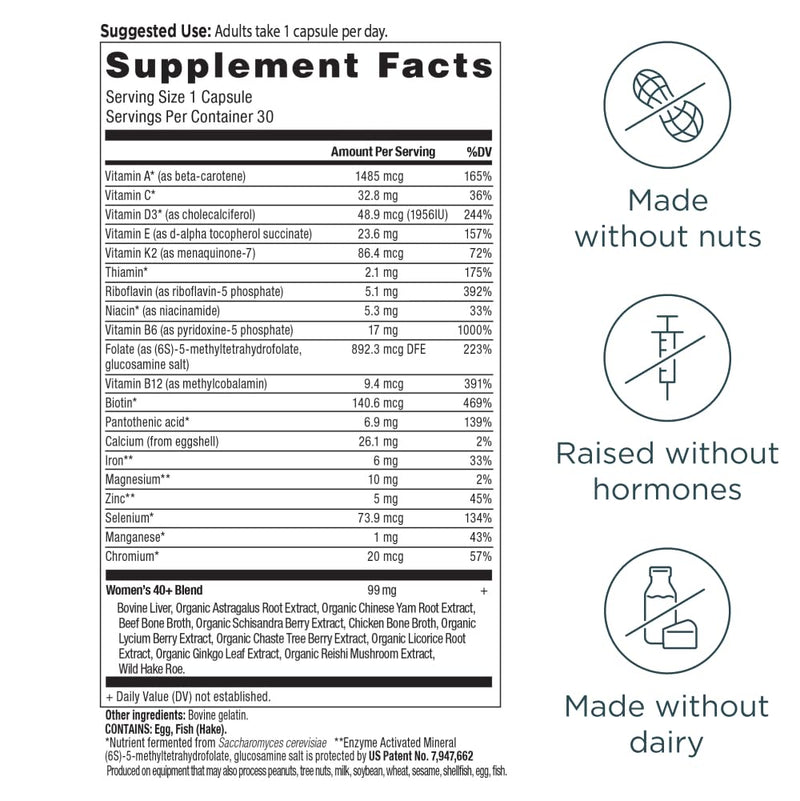Ancient Nutrition Ancient Multi Women 40+ Multivitamin | Bone Health & Immunity